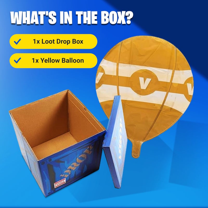 CAMP LINER Loot Drop Box with Yellow Balloon â€“ Large 14â€ Gift Box for Birthday Parties & Decorations | Mystery Treasure Chest Storage with Balloon | Ideal for Themed Gifts & Party Supplies - Image 4